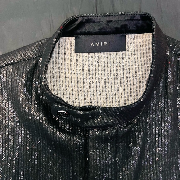 AMIRI Black Sequin Collar Jacket - Picture 4 of 8